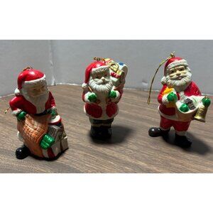ROC Vintage Santa Claus Ceramic Hanging Ornaments Set Of 3 Taiwan-Made